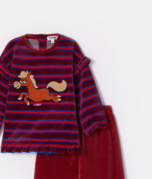 Woody, babypyjama, meisjes, pony, rood