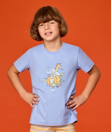 Woody, jongenspyjama, dierentuin, blauw