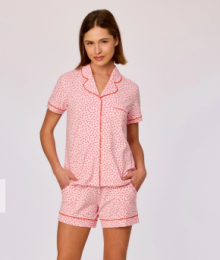 Woody, damespyjama plantjesprint, roos