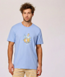 Woody, herenpyjama, lichtblauw