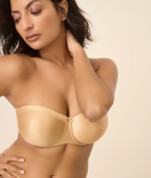 Prima Donna, straplessbh, satin, cognac