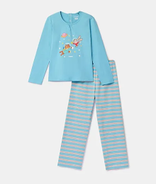 Woody, meisjespyjama, blauw gestreept