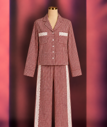 Woody, kirilove, pyjama, bordeau, ruit