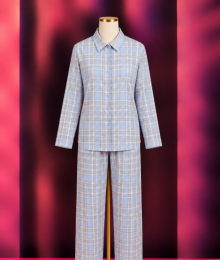 Ringella, pyjama, flanel, ruit, blauw