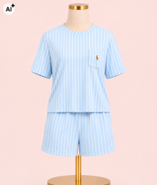 Ralph Lauren, Pyjama, short, lichtblauw