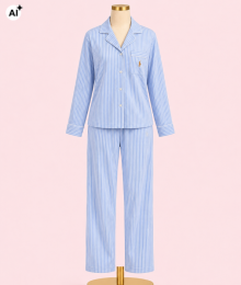 Ralph Lauren, damespyjama, blauwe streep