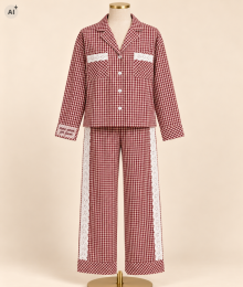 Woody, kirilove, pyjama, bordeau, ruit