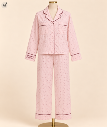 Woody, kirilove, pyjama, roze, bolletjes