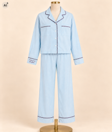 Woody, kirilove, pyjama, lichtblauw