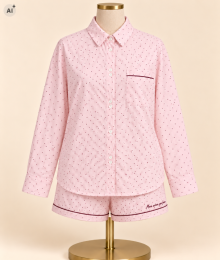 Woody, kirilove, pyjama, roze, bolletjes